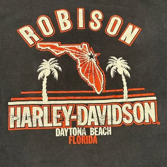Vintage 80s Harley Davidson Robison Daytona Beach Black XXL Single Stitch Tee - Picture 4 of 12